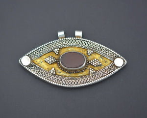 Kazakh Gilded Pendant with Carnelian