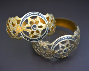 Vintage Pair Caucasian Niello Gilded Openwork Bracelet