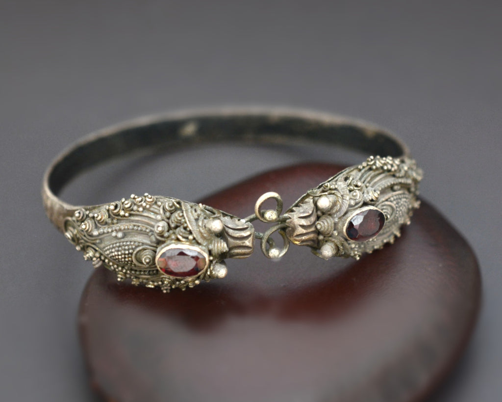 Double Dragon Garnet Bracelet from Bali - SMALL SIZE