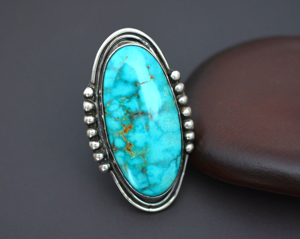 Splendid Native American Turquoise Ring - Size 7.75/8