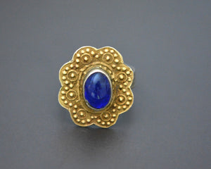 Turkmen Gilded Glass Stone Ring - Size 11