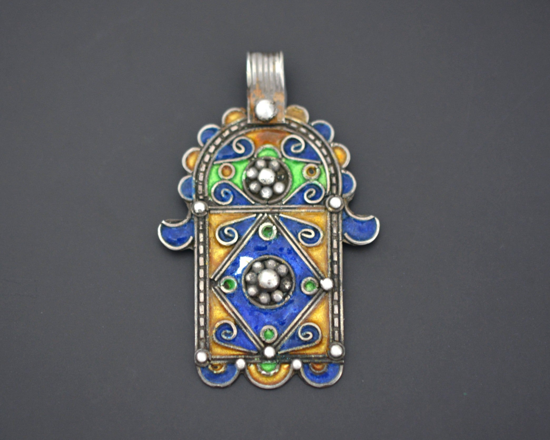 Berber Enamel Hamsa Pendant