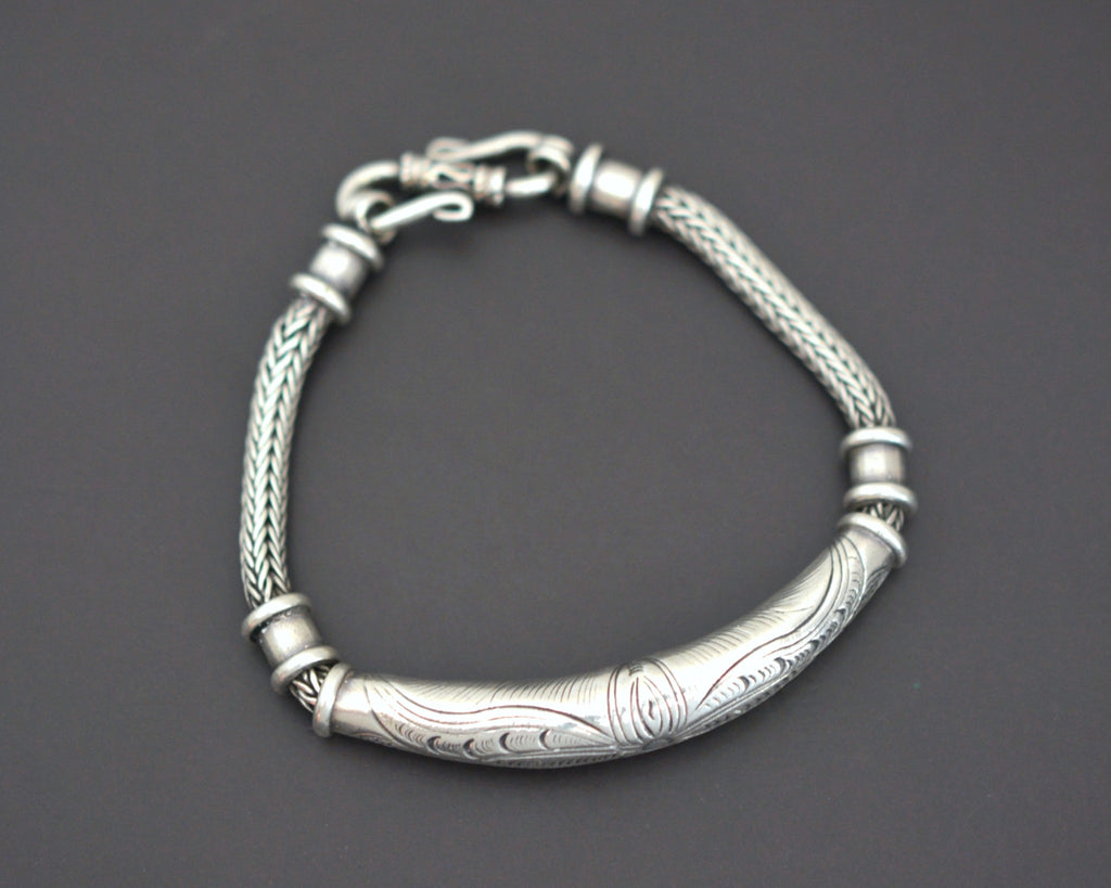 Bali Braided Snake Chain Bracelet with Silver Parts - Sterling Silver