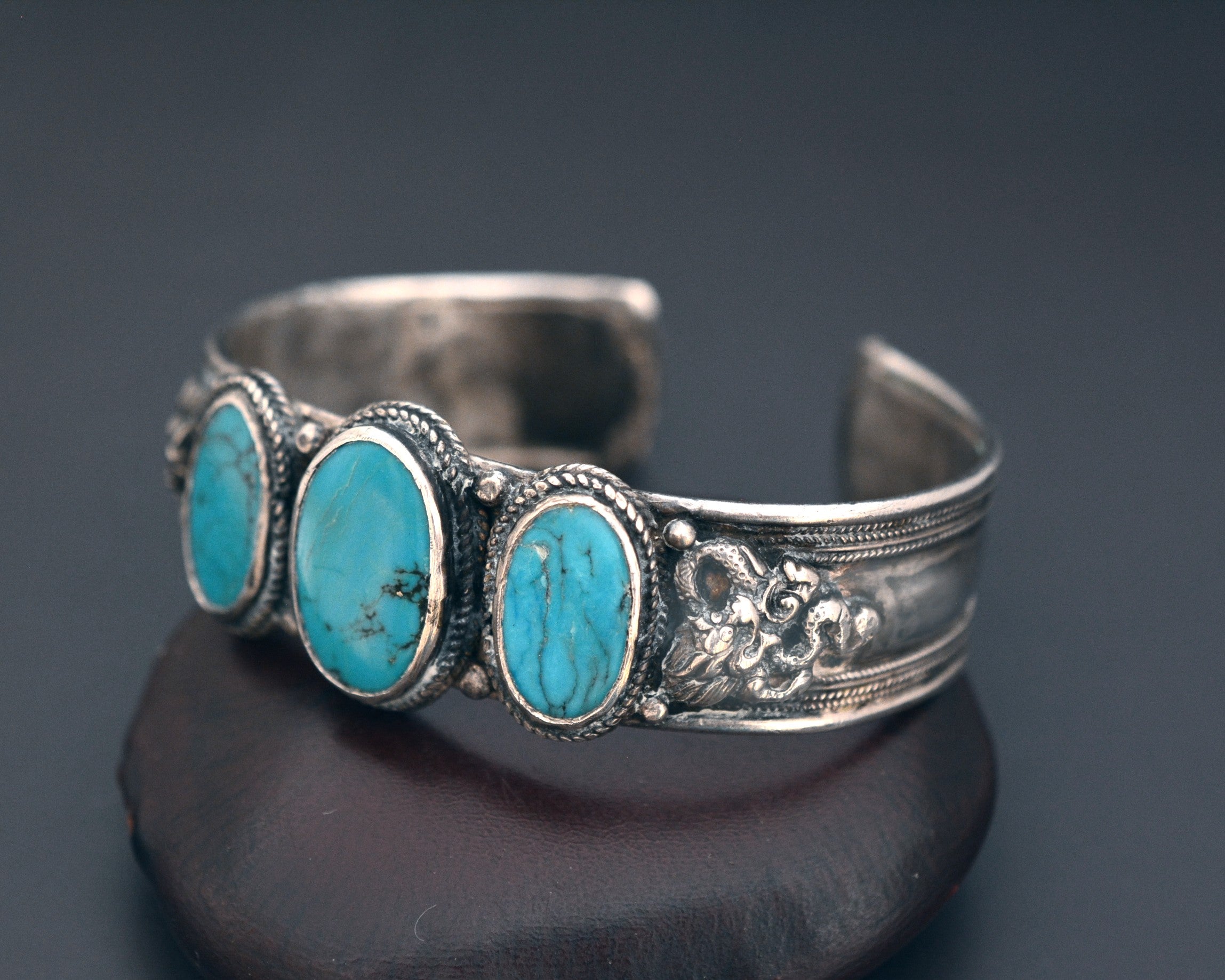 Nepali Turquoise Dragon Cuff Bracelet