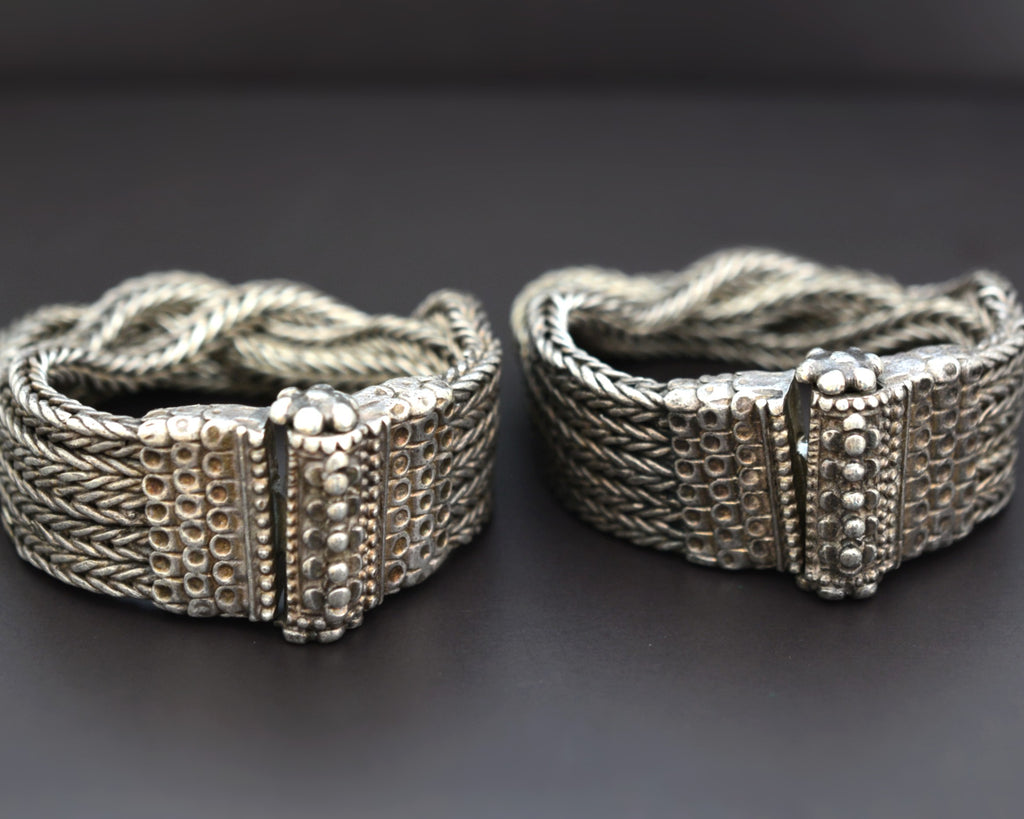 Reserved for M. - Pair Old Rajasthani Snake Chain Bracelets with Screw Closure