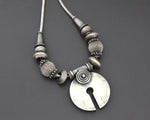 Indian Amulet Silver Beads Necklace with Snake Chain