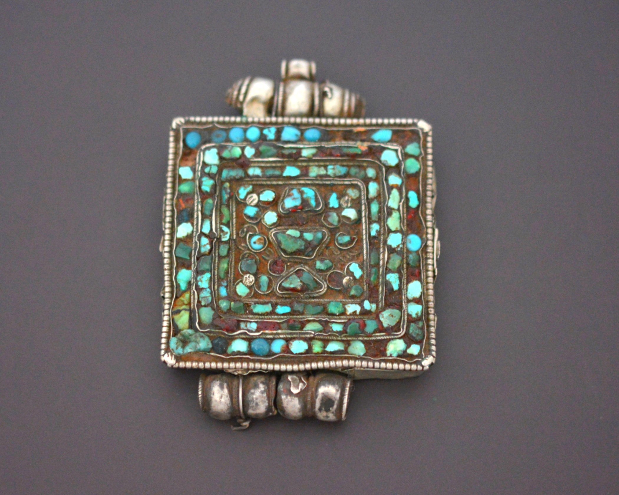 Old Tibetan Gau Box with Turquoise