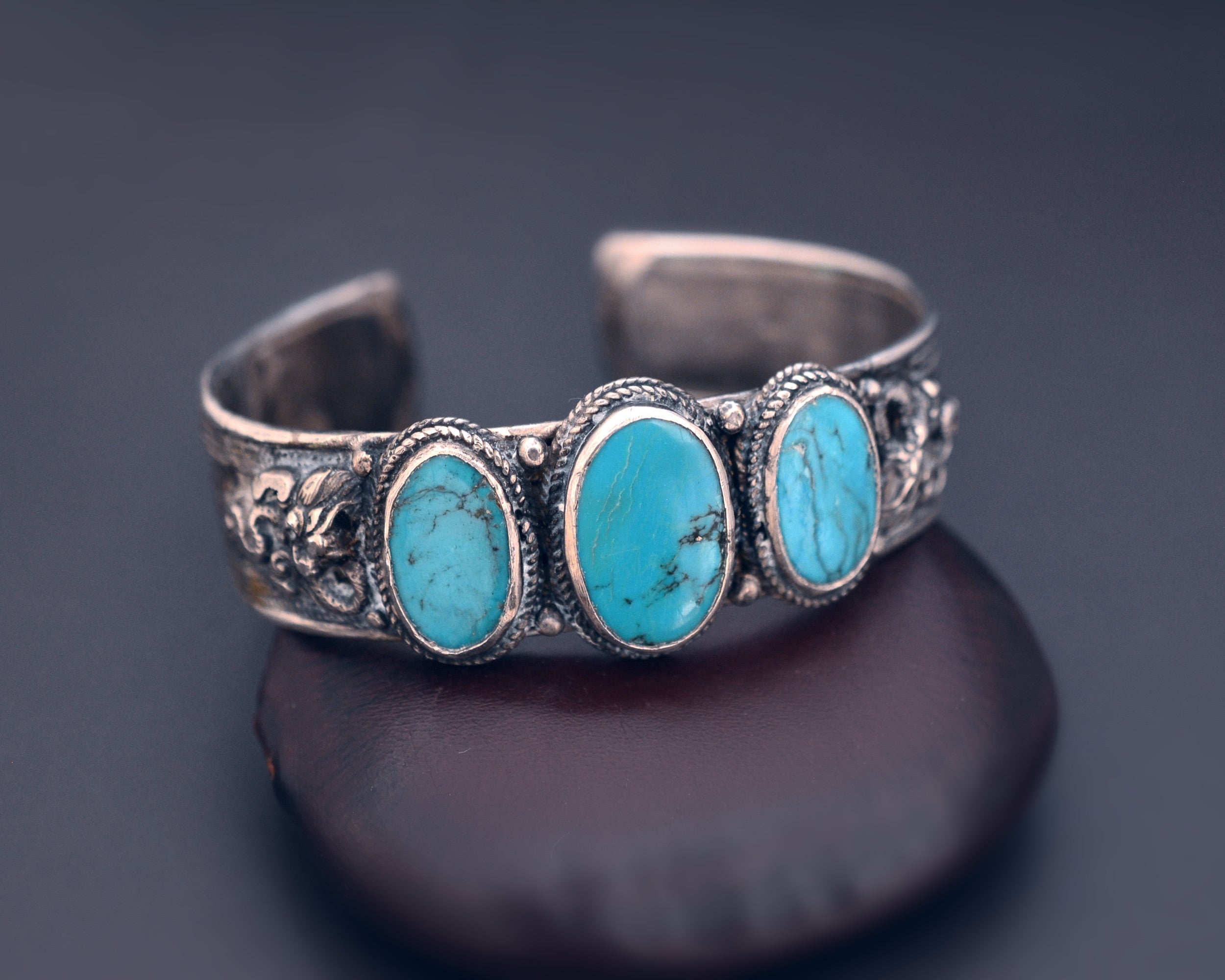 Nepali Turquoise Dragon Cuff Bracelet