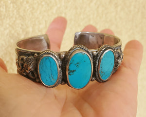 Nepali Turquoise Dragon Cuff Bracelet