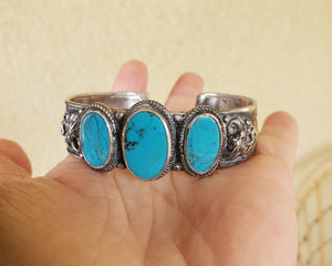 Nepali Turquoise Dragon Cuff Bracelet