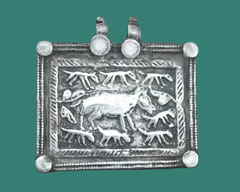 Indian Silver Hindu Pendant With Family
