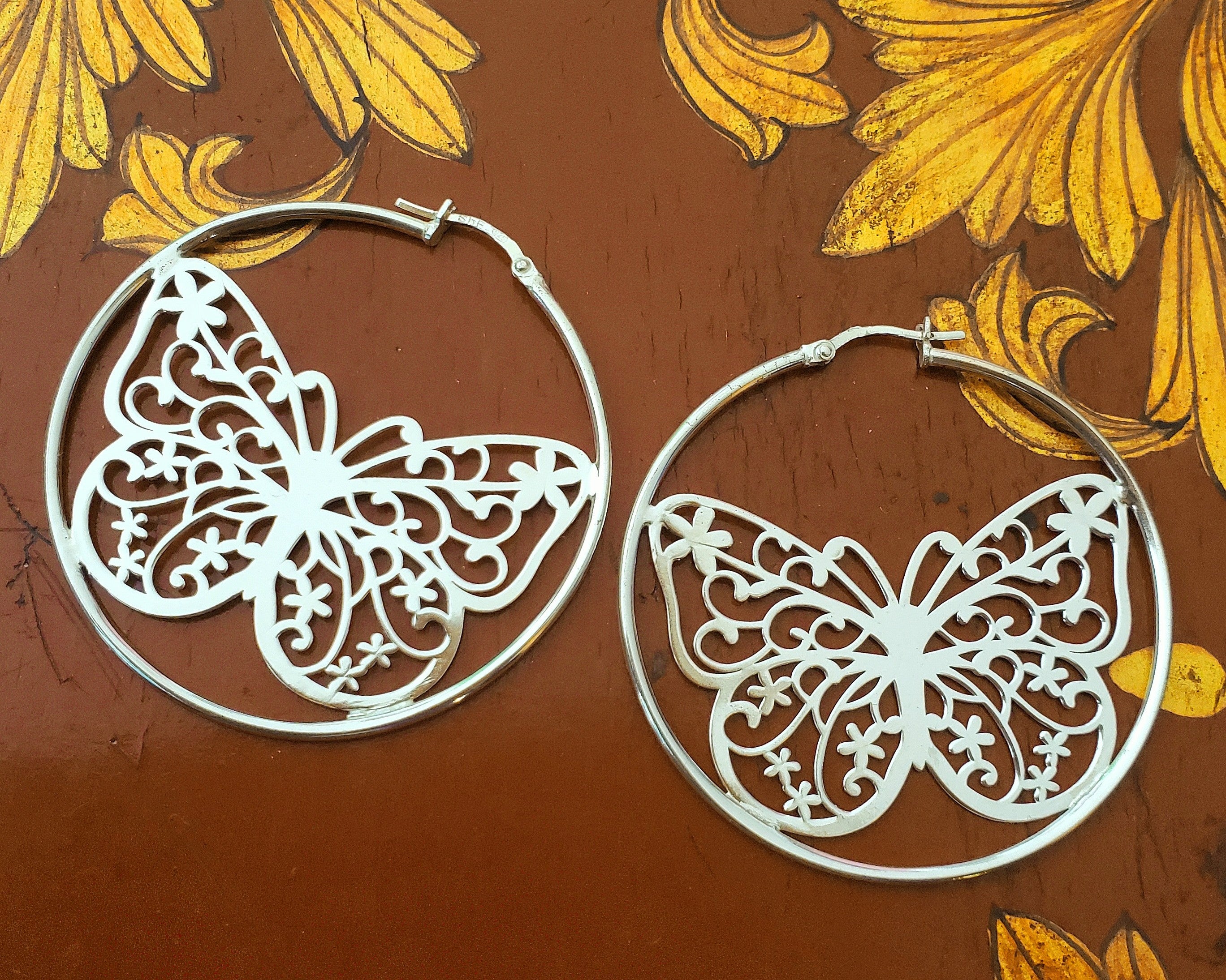 Large Butterfly Hoop Earrings