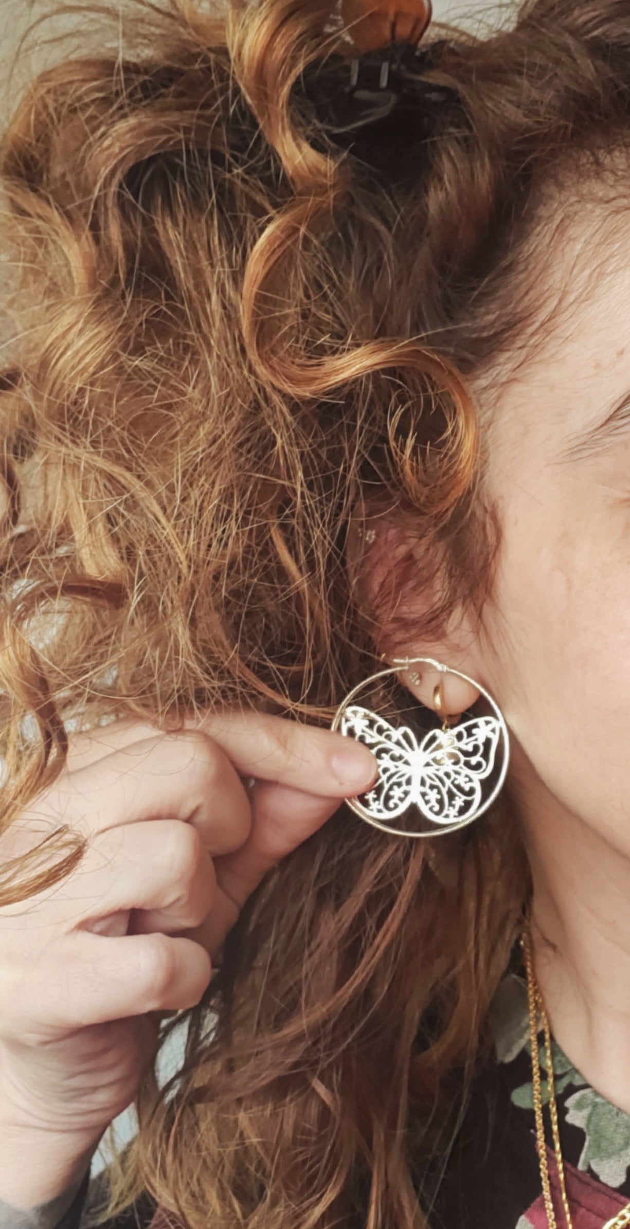 Large Butterfly Hoop Earrings