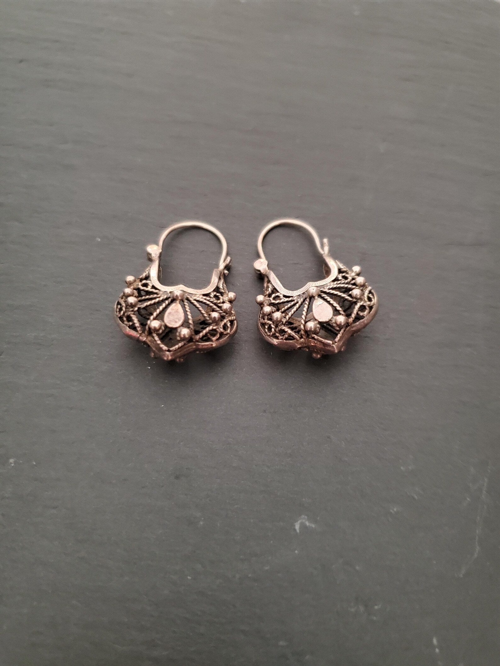 Reserved for M. - Basket Hoop Earrings