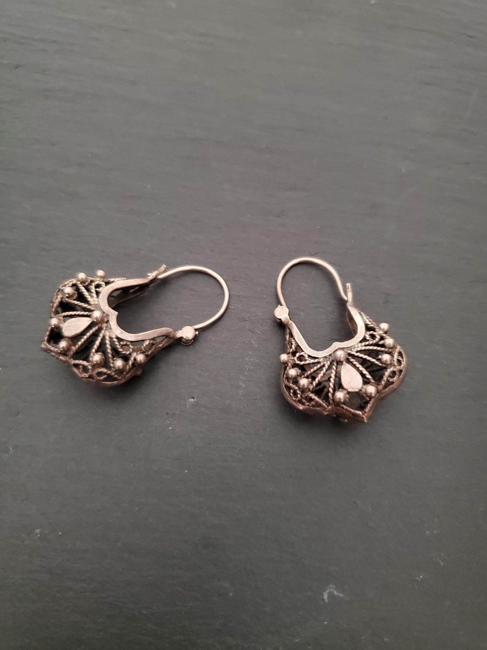 Reserved for M. - Basket Hoop Earrings