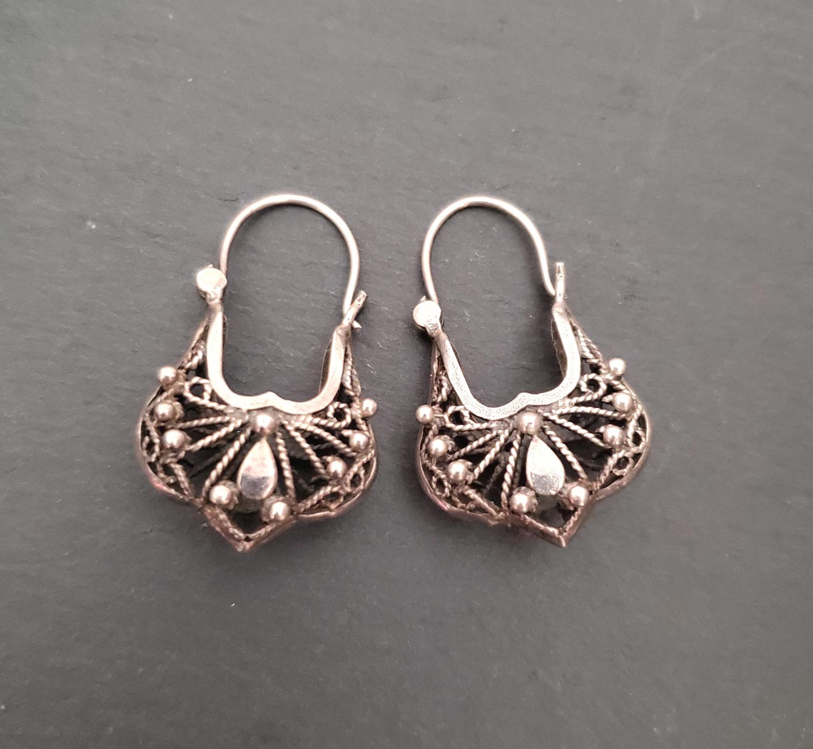 Reserved for M. - Basket Hoop Earrings