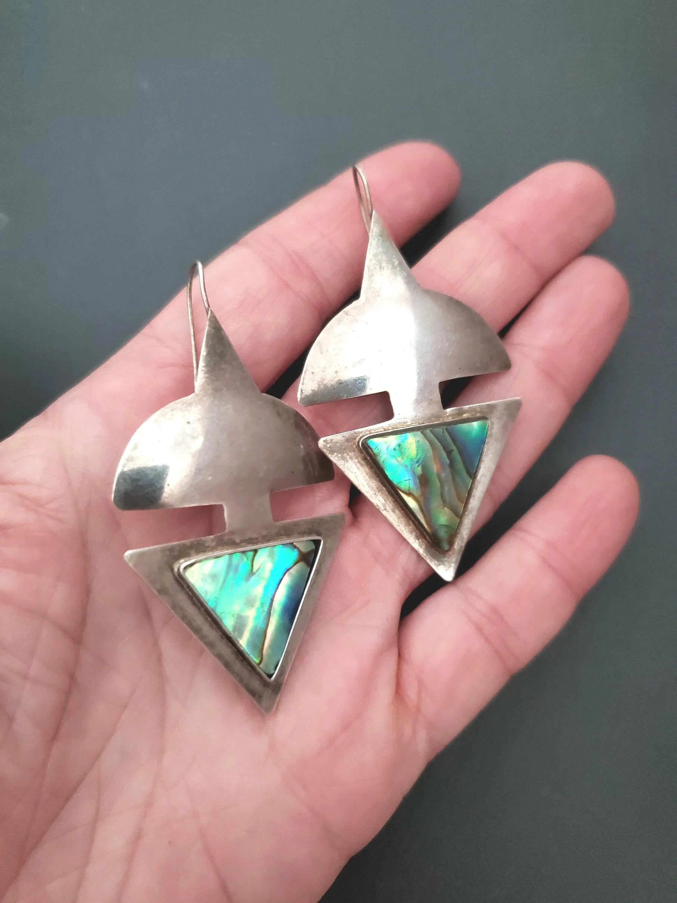 Abalone Silver Earrings