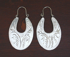 Ethnic Carved Hoop Earrings