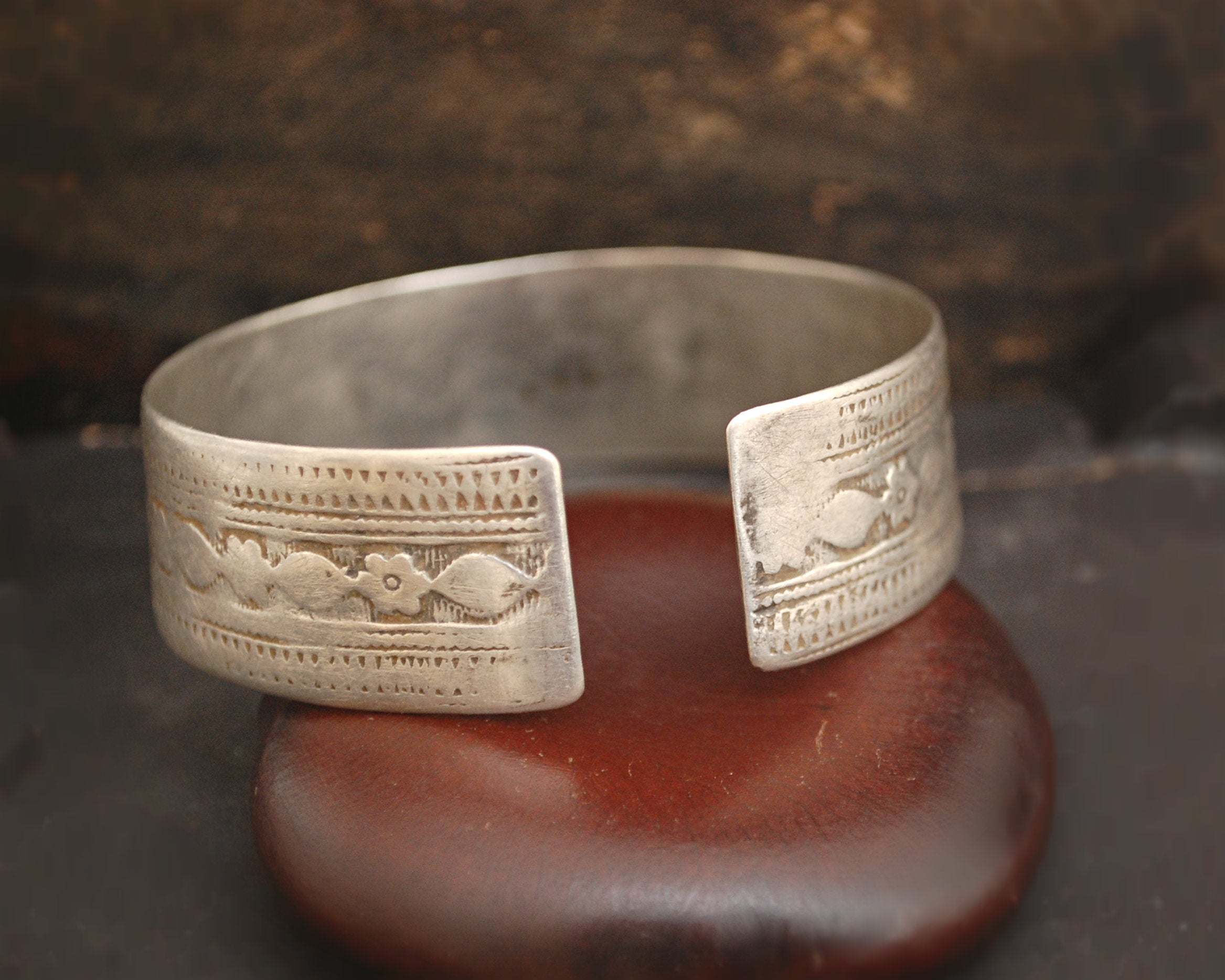 Vintage Afghani Silver Cuff Bracelet - Pair