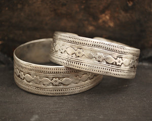 Vintage Afghani Silver Cuff Bracelet - Pair