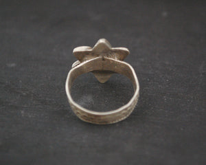 Rajasthani Flower Ring with Glass Stones - Size 6.5