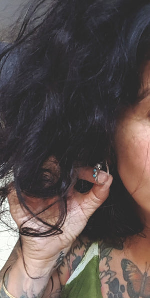 Ethnic Hoop Earrings with Turquoise - SMALL