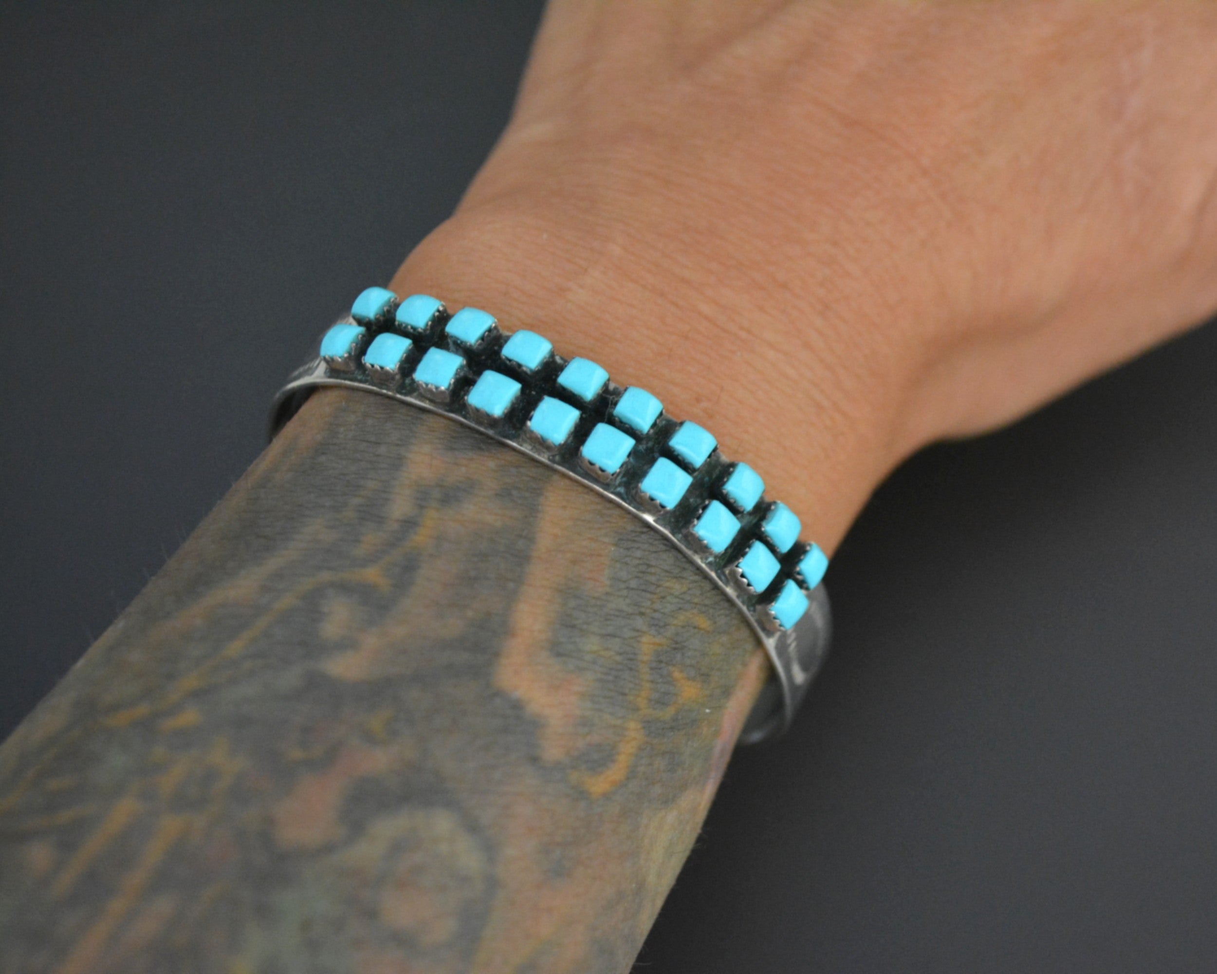 Signed Zuni Turquoise Cuff Bracelet - XSMALL / SMALL