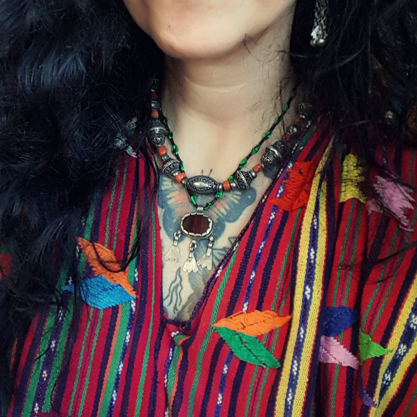 Old Coral Silver Beads Necklace