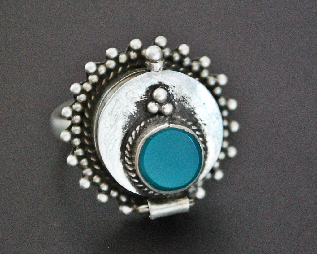 Vintage Aventurine Poison Ring - Size 7