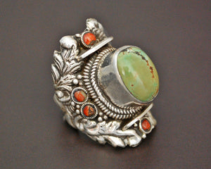 Gorgeous Nepali Turquoise Saddle Ring - Size 8.25