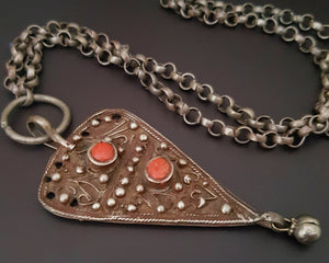 Old Tunisian Berber Pendant with Coral