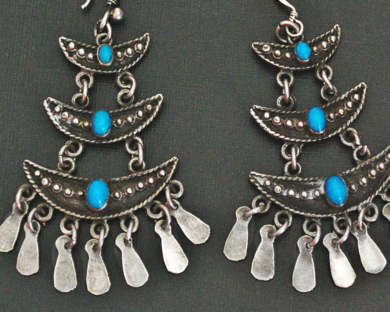 Ethnic Turquoise Earrings with Dangles