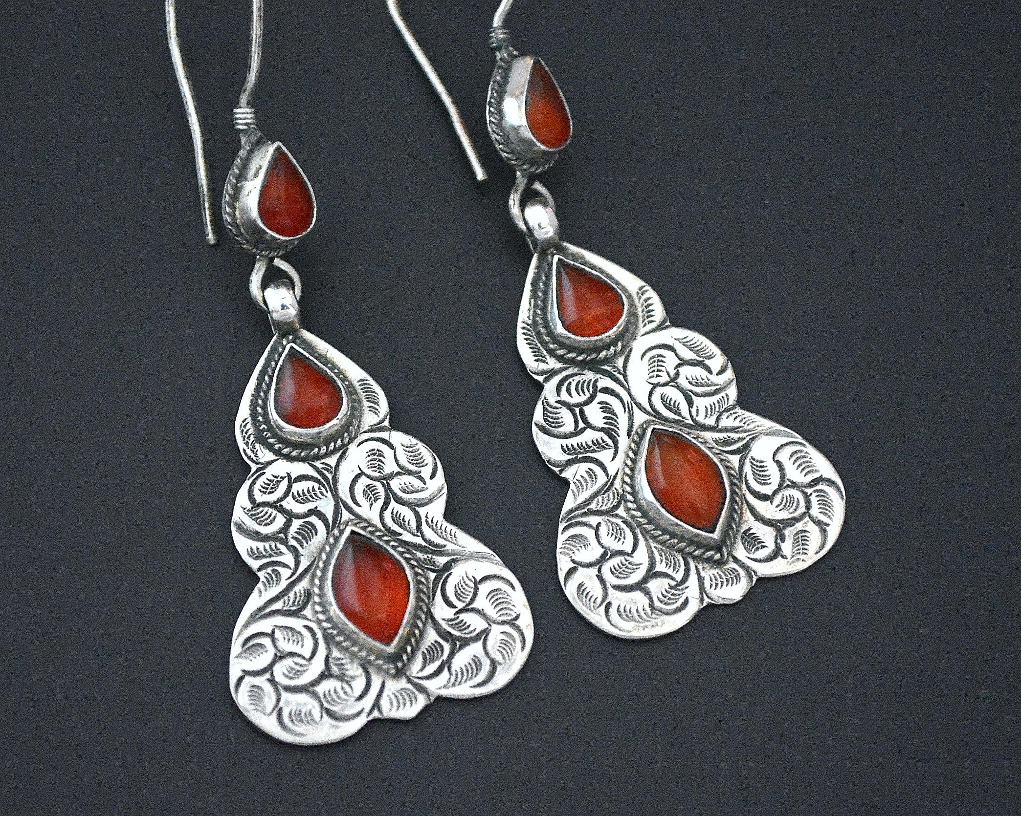 Ethnic Carnelian Dangle Earrings
