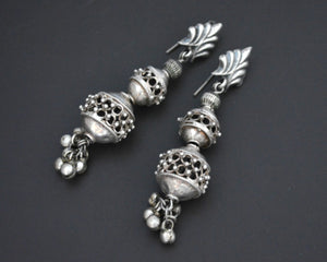 Rajasthani Silver Bead Earrings with Bells