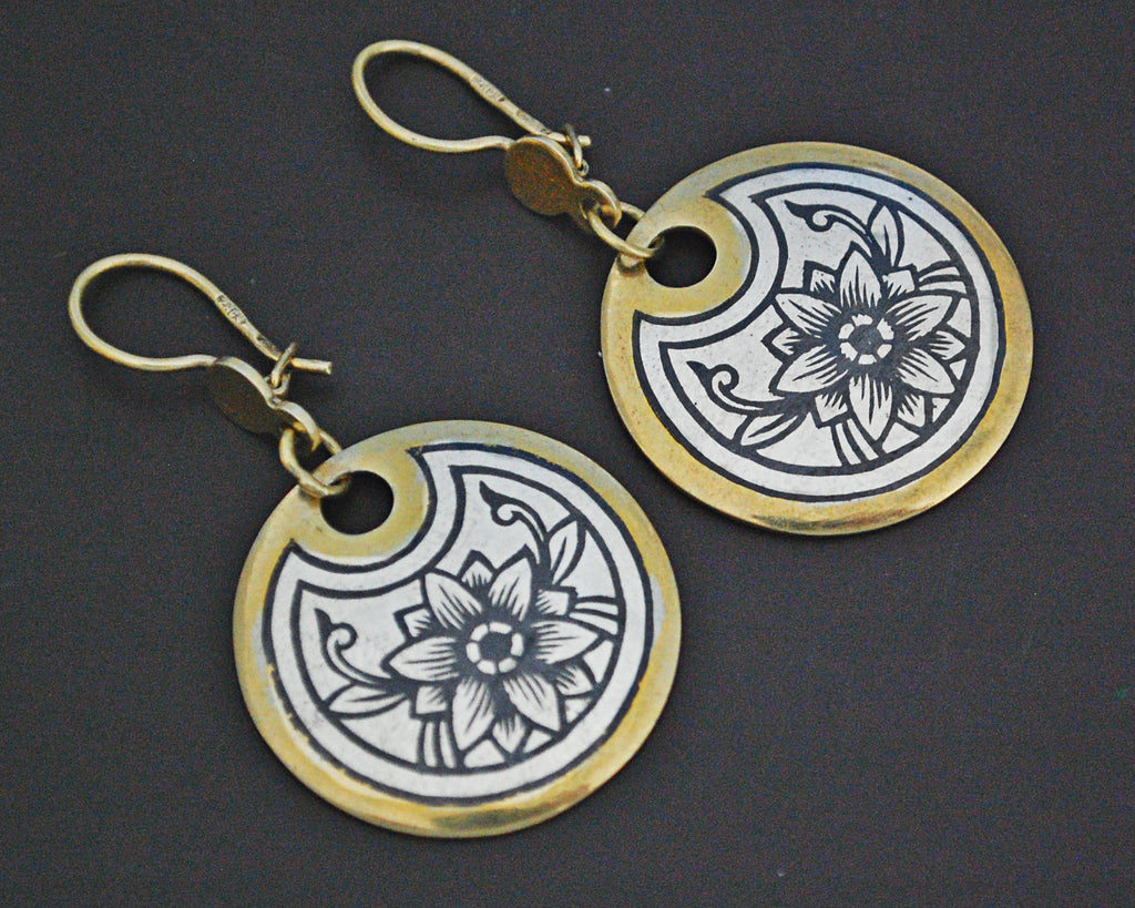 Russian Niello Silver Gilded Earrings