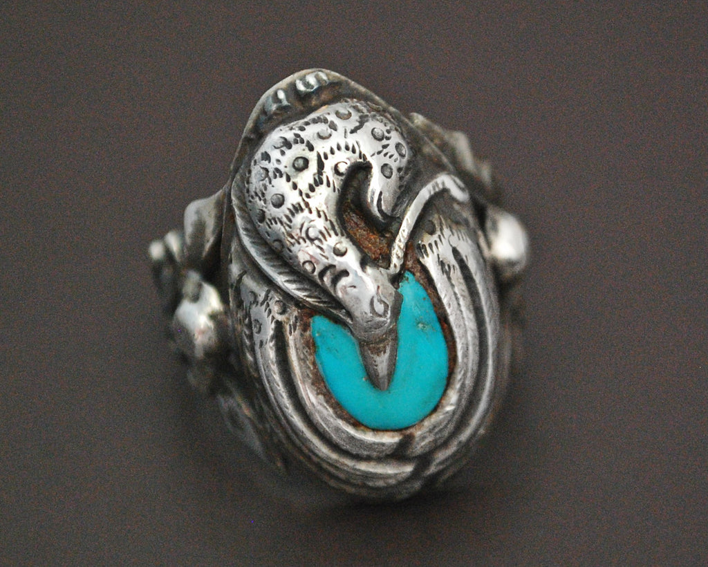 Ethnic Peacock Turquoise Ring - Size 9.5