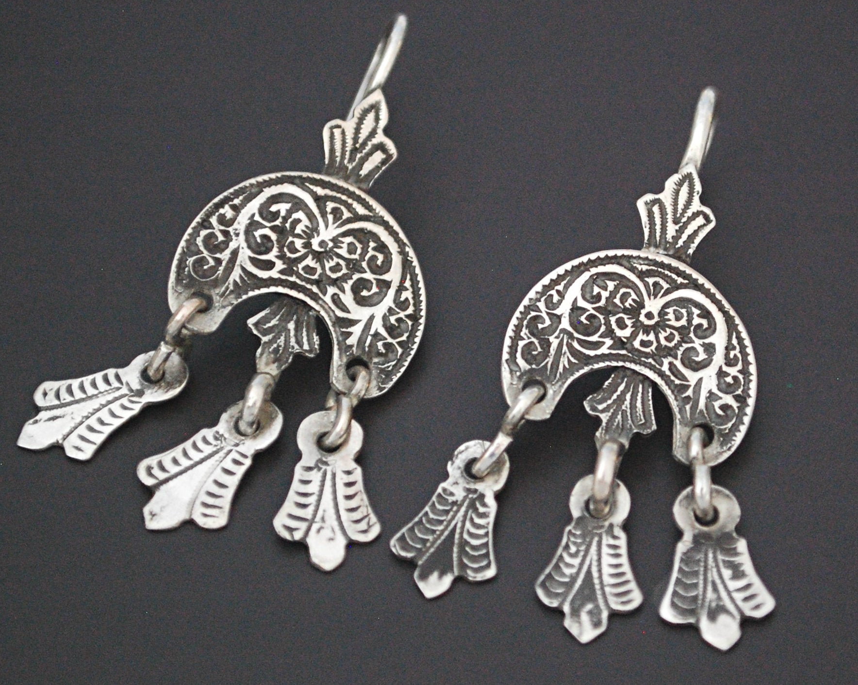 Old Moroccan Berber Earrings with Dangles
