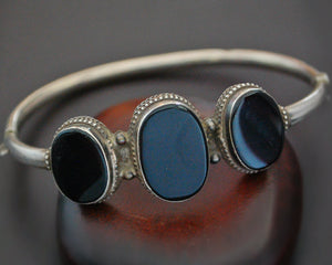 Vintage Onyx Bracelet from India - Hinged