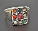Indian Navaratna Nine Gemstone Astrology Ring - Size 9.5