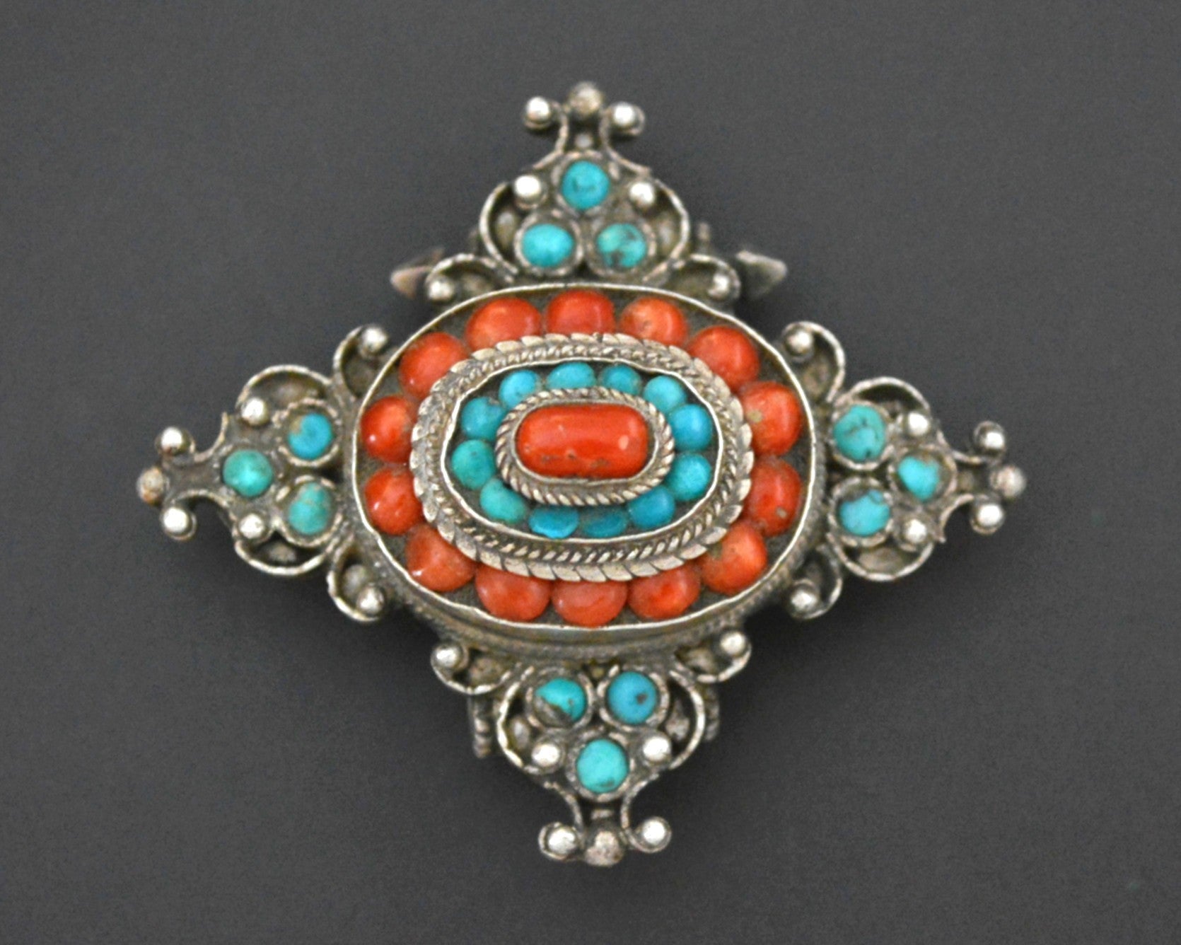 Tibetan Turquoise Coral Pendant