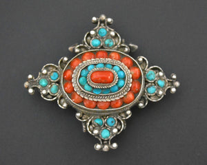 Tibetan Turquoise Coral Pendant