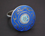 Ethnic Enamel Silver Ring - Size 7