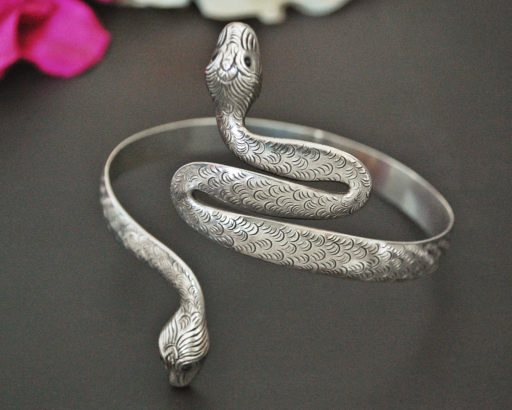 Double Snake Bracelet or Armlet with Onyx Eyes