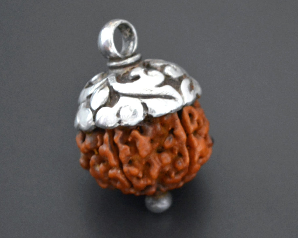 Rudraksha Bead Pendant with Silver Cap