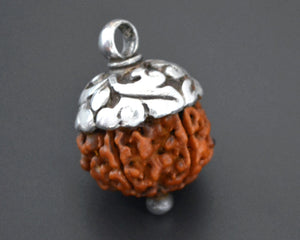 Rudraksha Bead Pendant with Silver Cap