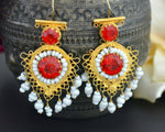 Gilded Uzbek Pearl Glass Earrings