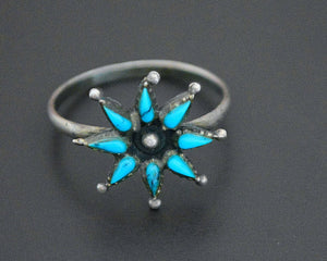 Zuni Turquoise Petit Point Ring - Size 9