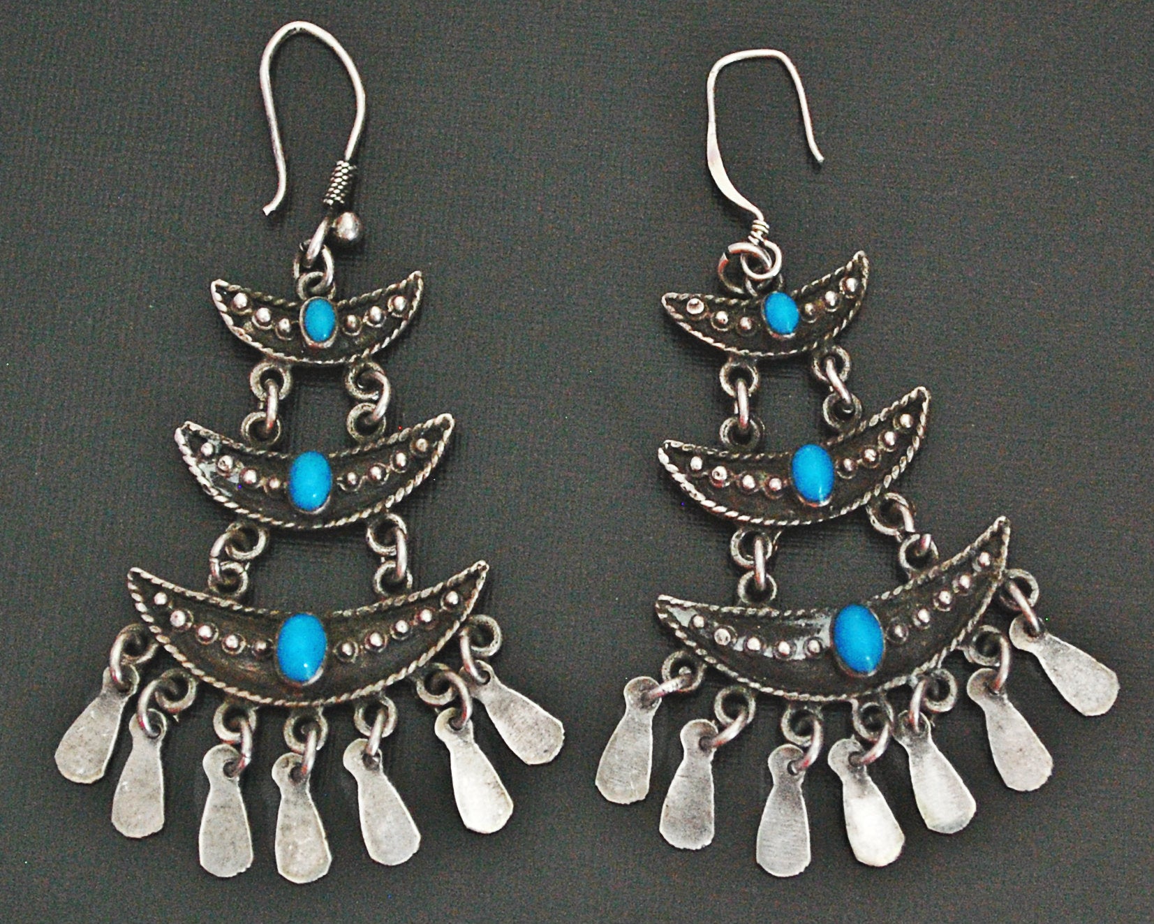 Ethnic Turquoise Earrings with Dangles