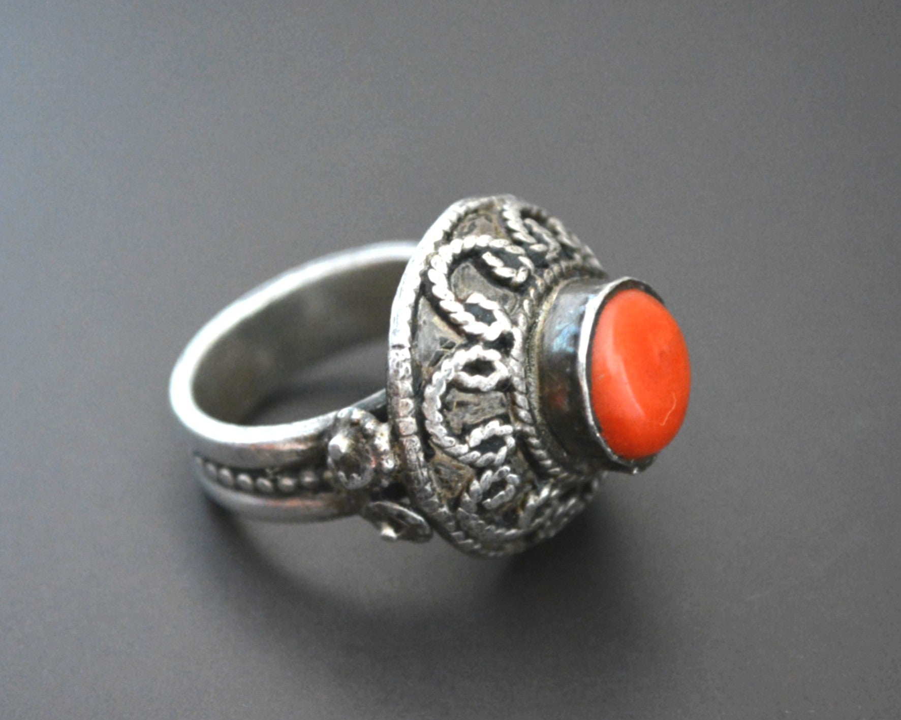 Bold Ethnic Coral Ring - Size 7
