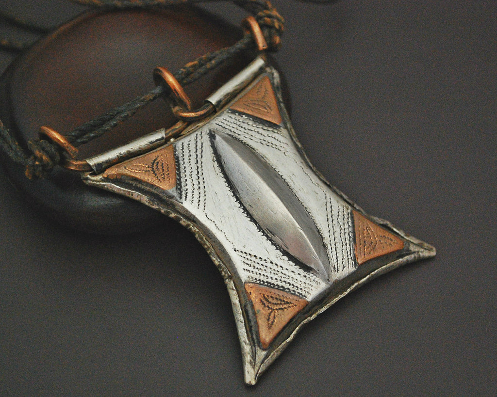 Tuareg Tcherot Amulet Necklace on Leather Cord